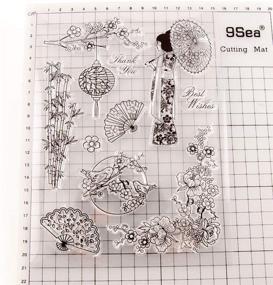 img 2 attached to 🌸 Japan Flower Stamps: Sakura Kimono Clear Rubber Stamps for Scrapbooking and Card Making, Sized 6.3 x 8.3 Inches