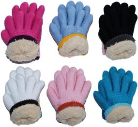 img 3 attached to Gilbin Toddler Kids Fuzzy Interior Gloves - 6 Pack of Boys' Accessories