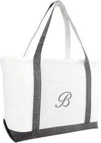 img 4 attached to Personalized Gray Beach Tote Bag for Women - The Perfect Shoulder Bag with Monogram Options from Letter A-Z