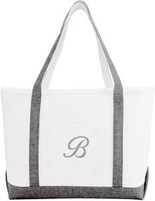 img 3 attached to Personalized Gray Beach Tote Bag for Women - The Perfect Shoulder Bag with Monogram Options from Letter A-Z