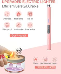 img 3 attached to 🕯️ USB Rechargeable Flameless Candle Lighter with Double Safety Switch - Rose Gold