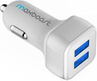 🚗 maxboost car charger with smartusb port 4.8a/24w [white/grey] compatible with iphone 12 11 pro max/xs max/xr/xs/x/8/7/plus, s20 ultra/s10/s10+/s10e/note, lg, air, mini, huawei, moto, pixel logo