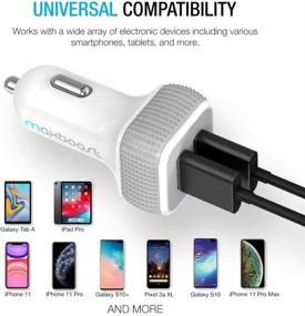 img 1 attached to 🚗 Maxboost Car Charger with SmartUSB Port 4.8A/24W [White/Grey] Compatible with iPhone 12 11 Pro Max/XS Max/XR/XS/X/8/7/Plus, S20 Ultra/S10/S10+/S10e/Note, LG, Air, Mini, Huawei, Moto, Pixel