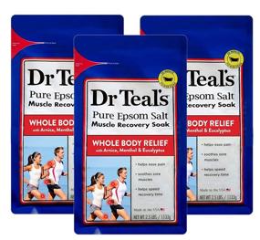img 3 attached to 💆 Dr. Teal's Epsom Salt - Muscle Recovery Soak - Whole Body Relief with Arnica, Menthol, Eucalyptus - 2.5lb Bag (Pack of 3): Ultimate Relaxation and Revitalization