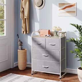 img 3 attached to 🗄️ WLIVE Fabric Dresser with 4 Drawers for Bedroom, Hallway, Nursery, Entryway, Closets - Sturdy Metal Frame, Wood Tabletop, Easy Pull Handle - Light Gray & White Maple - Storage Chest Tower Organizer