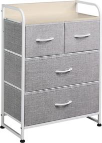 img 4 attached to 🗄️ WLIVE Fabric Dresser with 4 Drawers for Bedroom, Hallway, Nursery, Entryway, Closets - Sturdy Metal Frame, Wood Tabletop, Easy Pull Handle - Light Gray & White Maple - Storage Chest Tower Organizer