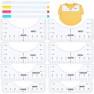 8-piece t-shirt alignment ruler set for sublimation designs - center design tool with guide, perfect for adults, youth, toddlers, infants + 4 erasable ink fabric marker pens logo