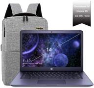 🔵 hp 14" lightweight chromebook with amd a4-series processor, 4gb ram, 32gb emmc storage, webcam, wifi, chrome os | google classroom & zoom compatible | navy/legendary accessories logo