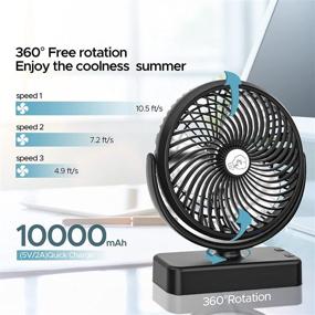 img 3 attached to 🔋 NEOFEEL 10000mAh Camping Fan with LED Light: Efficient 7-inch Battery Operated Fan with Hanging Hook for 360° Rotation - Ideal for Home, Office, and Outdoor Use