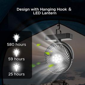 img 2 attached to 🔋 NEOFEEL 10000mAh Camping Fan with LED Light: Efficient 7-inch Battery Operated Fan with Hanging Hook for 360° Rotation - Ideal for Home, Office, and Outdoor Use