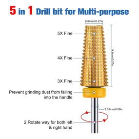 img 3 attached to 🔧 ZoCCee 5 in 1 Carbide Nail Drill Bits: 3/32" Tapered Barrel Rotary Bit for Left and Right Handed | Professional Carbide Tungsten Bits for Acrylic Nail Gel