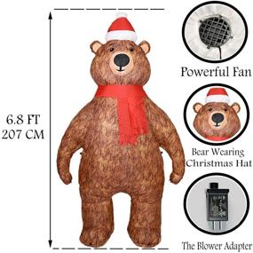 img 1 attached to 🎅 Kweida 6.8FT Tall Outdoor Christmas Inflatable Brown Bear Decoration - LED Lights, Tethers, and Christmas Hat Included for Xmas Garden, Yard, or Lawn Decor