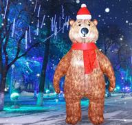 🎅 kweida 6.8ft tall outdoor christmas inflatable brown bear decoration - led lights, tethers, and christmas hat included for xmas garden, yard, or lawn decor logo