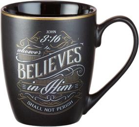 img 3 attached to ☕ Stylish Matte Black Coffee Mug for Christian Men/Women | Metallic Font Scriptures | John 3:16 Verse | 12oz Stoneware