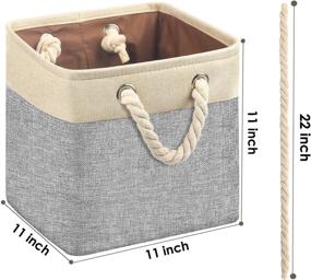 img 3 attached to 📦 TomCare 4-Pack Storage Cubes Baskets Foldable Fabric Storage Bins Decorative Closet Organizers with Rope Handles Canvas Organizing Bins for Cube Shelves and Toy Storage