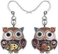 🦉 anime flower owl earrings enamel alloy bird drop dangle fashion jewelry for women and girls – charming gift logo