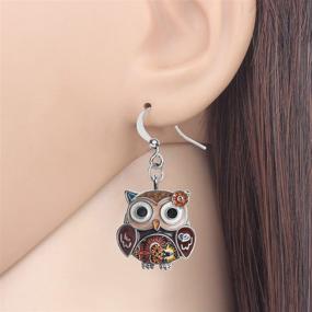 img 3 attached to 🦉 Anime Flower Owl Earrings Enamel Alloy Bird Drop Dangle Fashion Jewelry for Women and Girls – Charming Gift