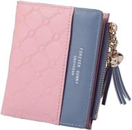 👛 belsmi women's small rfid blocking leather wallet clutch purse - compact card holder and organizer with zipper coin pocket - lightweight bifold/trifold wallets logo
