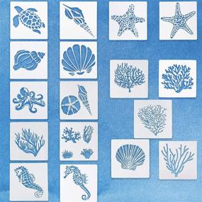 img 4 attached to 🌊 CLZYLRS 17-Piece Sea Ocean Creatures Stencils: Reusable Templates for DIY Crafts, Scrapbooking, and Wood Painting (5.1 x 5.1 Inch)