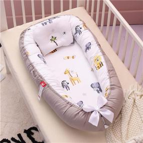 img 3 attached to Abreeze Baby Bassinet for Bed Zebra Elephant Baby Lounger Crib: Breathable & Portable Co-Sleeping, 100% Cotton – Perfect for Bedroom, Travel, Camping