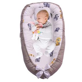 img 4 attached to Abreeze Baby Bassinet for Bed Zebra Elephant Baby Lounger Crib: Breathable & Portable Co-Sleeping, 100% Cotton – Perfect for Bedroom, Travel, Camping