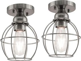 img 4 attached to YaoKuem Semi Flush Mount Ceiling Light Fixture, E26 Medium Base, Nickel Finish, Metal Housing, Bulbs Not Included, 2-Pack