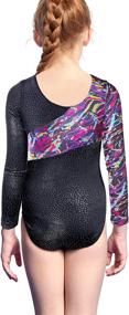 img 3 attached to 🎀 Colorful Ribbons Pink Leopard Stripe Long Sleeve Gymnastics Leotards for Girls