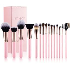 img 3 attached to 💖 SIXPLUS Pink Makeup Brush Set - 15 Piece Brush Kit with Makeup Holder in Elegant Pink