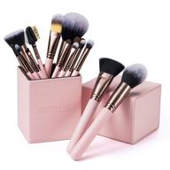 💖 sixplus pink makeup brush set - 15 piece brush kit with makeup holder in elegant pink logo