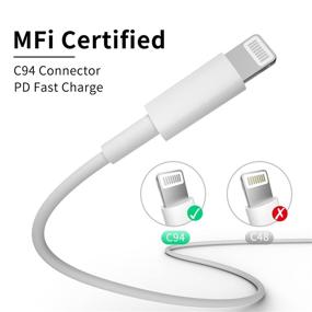 img 3 attached to ⚡️ 3-пакета кабеля AUDIANO USB C к молнии - сертифицированный кабель быстрой зарядки с портом Type C для iPhone 12 11 Pro Max Mini X XS.