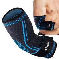 🏋️ sports elbow brace compression sleeve with strap for golfer, basketball, tennis, workout, weightlifting, tendonitis, arthritis, bursitis, pain relief, recovery - medium size, single логотип