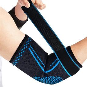 img 3 attached to 🏋️ Sports Elbow Brace Compression Sleeve with Strap for Golfer, Basketball, Tennis, Workout, Weightlifting, Tendonitis, Arthritis, Bursitis, Pain Relief, Recovery - Medium Size, Single