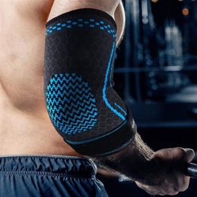 img 2 attached to 🏋️ Sports Elbow Brace Compression Sleeve with Strap for Golfer, Basketball, Tennis, Workout, Weightlifting, Tendonitis, Arthritis, Bursitis, Pain Relief, Recovery - Medium Size, Single