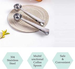 img 1 attached to ☕ Coffee Scoop Clip 2-in-1 Stainless Steel Long Handle Multifunction Tablespoon & Bag Sealing Clip Set of 3 (Silver)