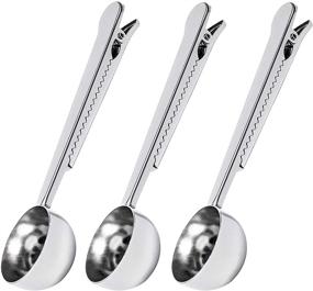 img 4 attached to ☕ Coffee Scoop Clip 2-in-1 Stainless Steel Long Handle Multifunction Tablespoon & Bag Sealing Clip Set of 3 (Silver)