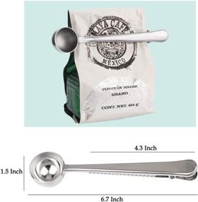 img 3 attached to ☕ Coffee Scoop Clip 2-in-1 Stainless Steel Long Handle Multifunction Tablespoon & Bag Sealing Clip Set of 3 (Silver)