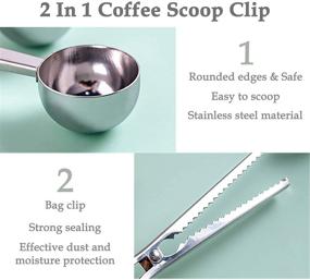 img 2 attached to ☕ Coffee Scoop Clip 2-in-1 Stainless Steel Long Handle Multifunction Tablespoon & Bag Sealing Clip Set of 3 (Silver)