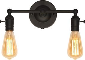 img 1 attached to 🔦 Upgraded Black Finish Wire Cage Wall Sconces Lighting Fixtures - Premium Industrial Edison 2 Light Wall Lamp with On/Off Rotary Switch on Socket by XIDING