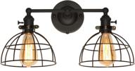 🔦 upgraded black finish wire cage wall sconces lighting fixtures - premium industrial edison 2 light wall lamp with on/off rotary switch on socket by xiding логотип