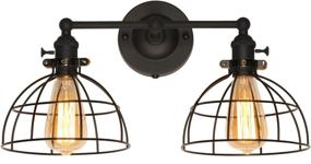 img 4 attached to 🔦 Upgraded Black Finish Wire Cage Wall Sconces Lighting Fixtures - Premium Industrial Edison 2 Light Wall Lamp with On/Off Rotary Switch on Socket by XIDING