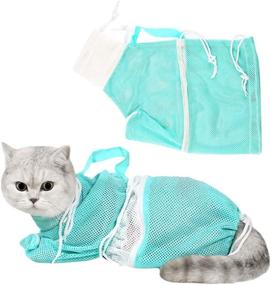 img 1 attached to HATIKY Cat Bathing Bag – Adjustable Anti-Bite & Anti-Scratch 🐱 Polyester Restraint for Cat Grooming, Bathing, Nail Trimming, Injections, Medicine Administration