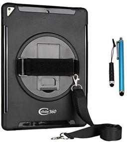 img 4 attached to Cellular360 Shockproof Case for iPad Pro 12.9: Car Headrest Mount with 360° Rotatable Kickstand, Handle and Shoulder Strap (Black)