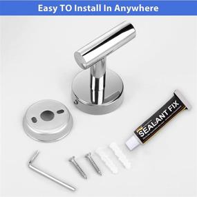 img 2 attached to 🛁 Polished Bathroom Towel Hooks, 4-Pack with Strong Installation Accessories - Upgrade Wall Hook Featuring Two Installation Options (Drill and Adhesive) - Chrome Finish for Enhanced Durability