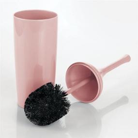 img 1 attached to 🚽 mDesign Rosette Pink Toilet Bowl Brush and Holder - Modern, Slim Design for Bathroom Storage and Organization - Space Saving, Sturdy, Deep Cleaning - Covered Brush Included