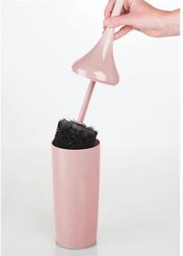 img 2 attached to 🚽 mDesign Rosette Pink Toilet Bowl Brush and Holder - Modern, Slim Design for Bathroom Storage and Organization - Space Saving, Sturdy, Deep Cleaning - Covered Brush Included