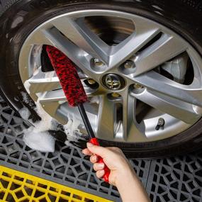 img 1 attached to 🧼 YISHARRY LI Car Woolie Brush and Detailing Brush Kit - Clean Wheels & Hard-to-Reach Areas with Synthetic Wool Brushes and Wooly Rim Brush, Ideal for Wheel Cleaner and Tire Woolies