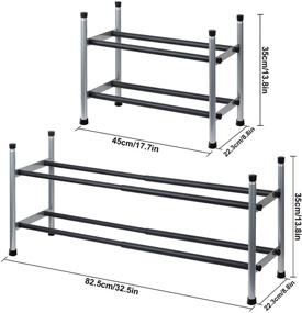 img 1 attached to 👠 Adjustable 2-Tier Shoe Rack | Stackable & Expandable Storage Shelf | Sturdy Metal Structure, Free Standing Organizer for Shoes in Closet, Entryway, or Doorway