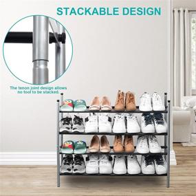 img 2 attached to 👠 Adjustable 2-Tier Shoe Rack | Stackable & Expandable Storage Shelf | Sturdy Metal Structure, Free Standing Organizer for Shoes in Closet, Entryway, or Doorway