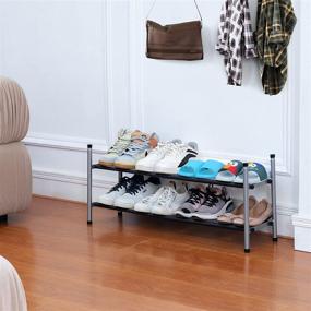 img 3 attached to 👠 Adjustable 2-Tier Shoe Rack | Stackable & Expandable Storage Shelf | Sturdy Metal Structure, Free Standing Organizer for Shoes in Closet, Entryway, or Doorway