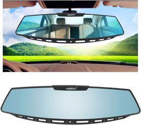 img 4 attached to 🚙 Enhance Your Car's Rear Visibility with Yoolight 12" Wide Angle Universal Curve Convex Rearview Mirror (Blue Mirror)